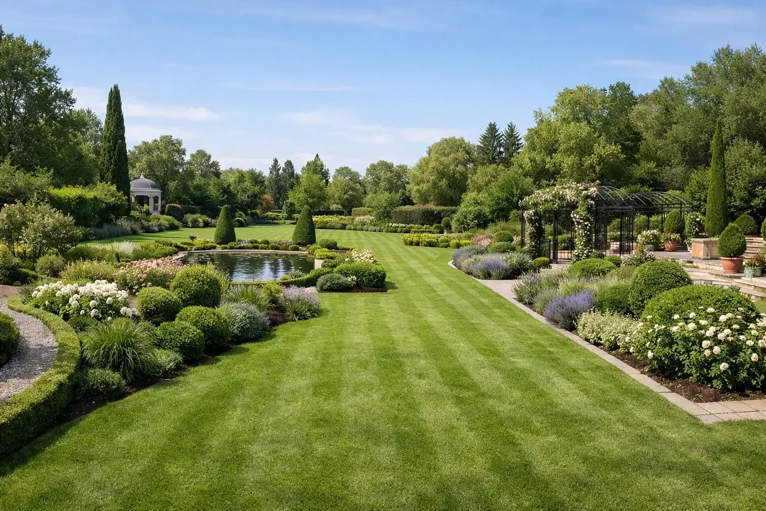 Grand jardin paysager avec pelouse haut de gamme dans le département de l'Aude (11)